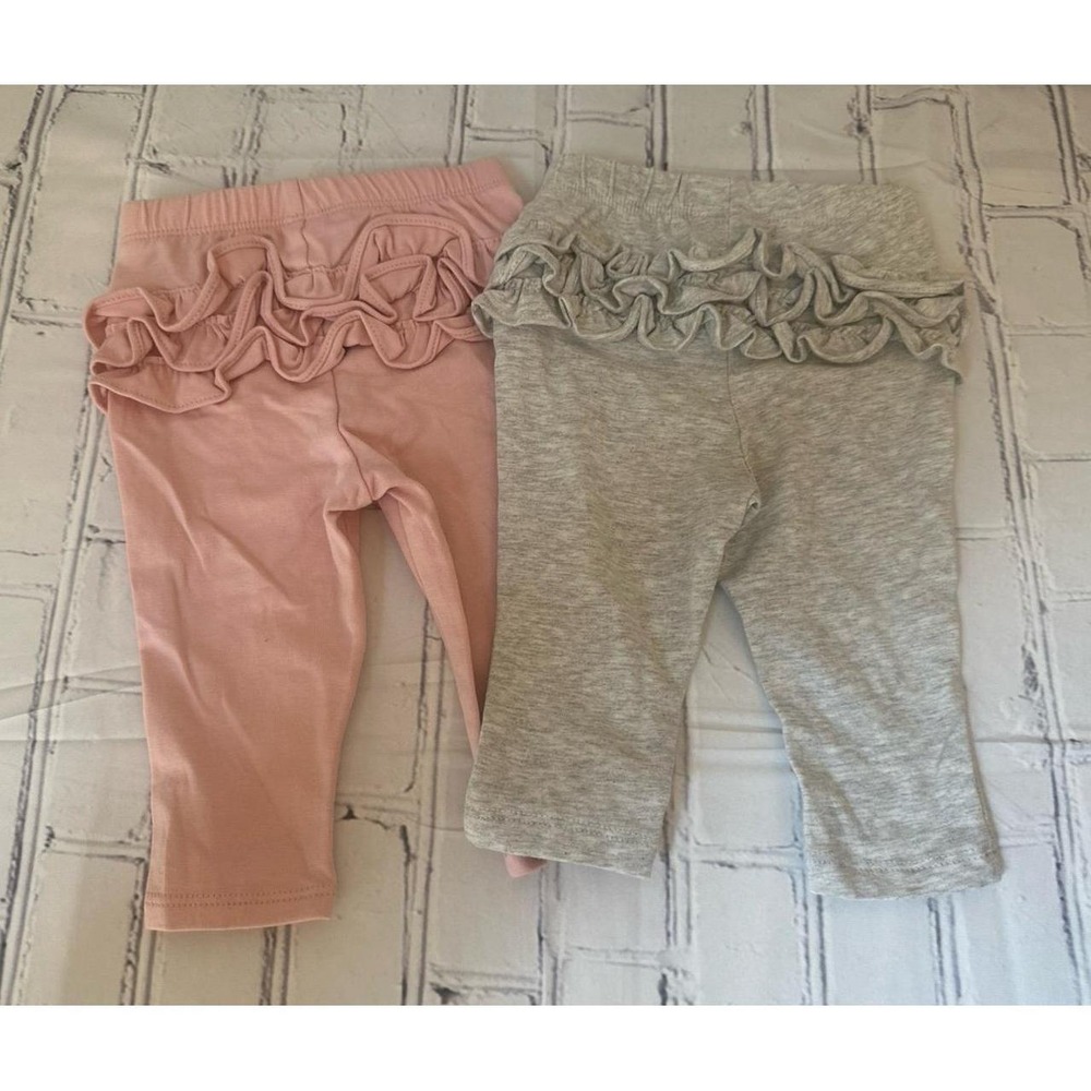 New Old Navy *Lot of 4* 3-6 Ruffle Butt Leggings Pink Black Heart (without tags) - Picture 3 of 4